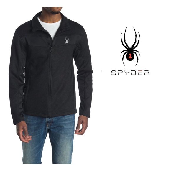 Spyder Other - Spyder Mens Black Racer Full Zip Long Sleeve Knit Jacket Sz L NWT